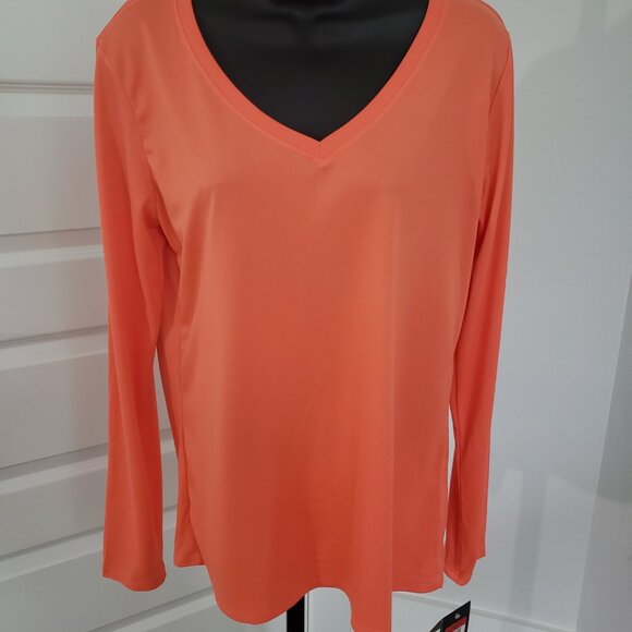 (NWT) Nike Women's Legend 2.0 Training V-Neck Top Wild Mango (Size: L) - Picture 1 of 5